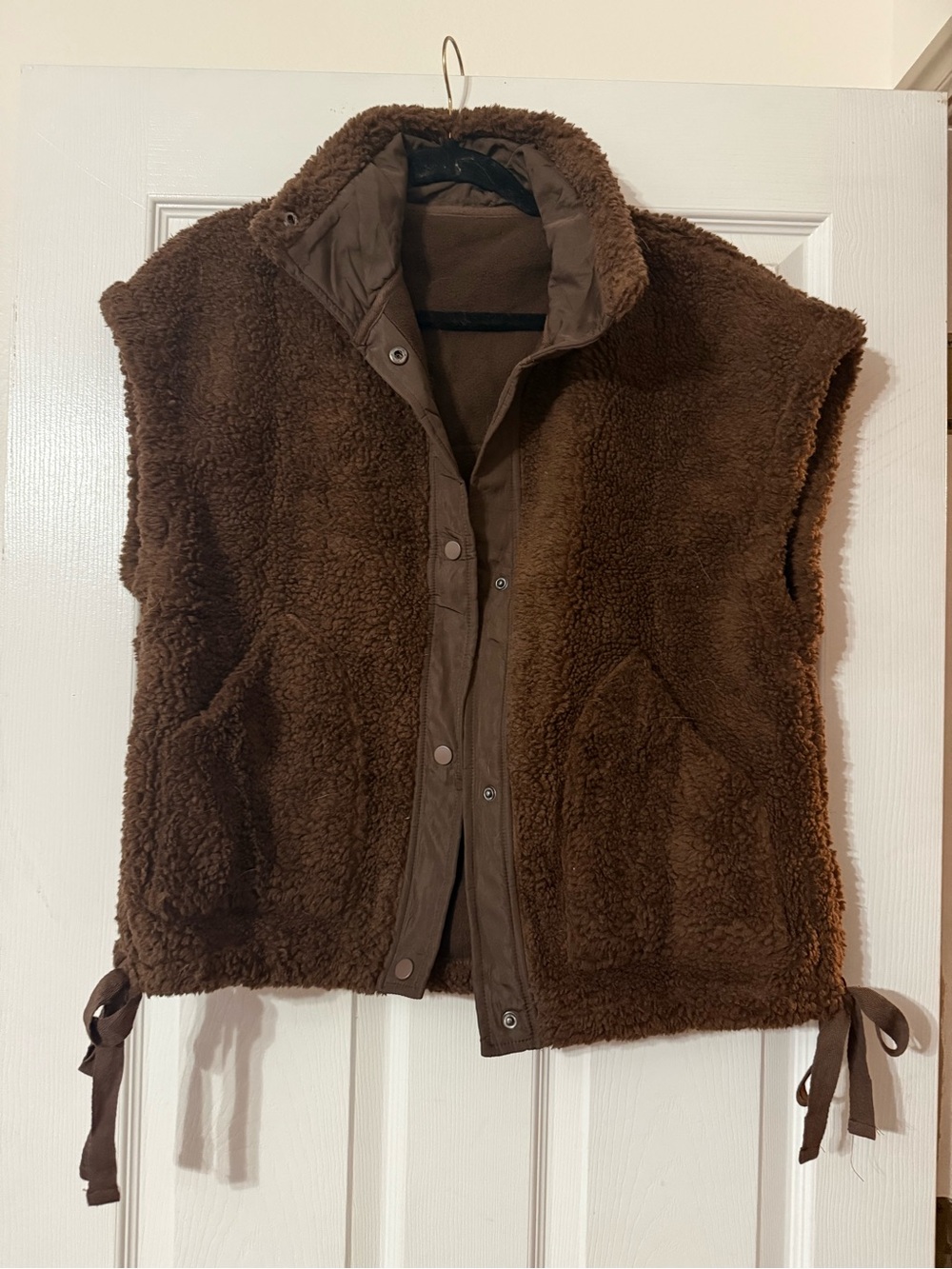 Free People dupe Brown Sherpa Vest with Side Ties